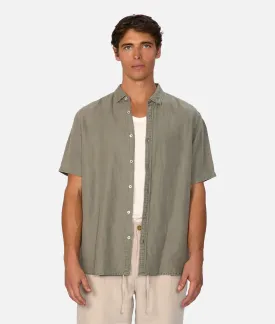 The Trinidad Linen Blend S/s Shirt - OD Olive