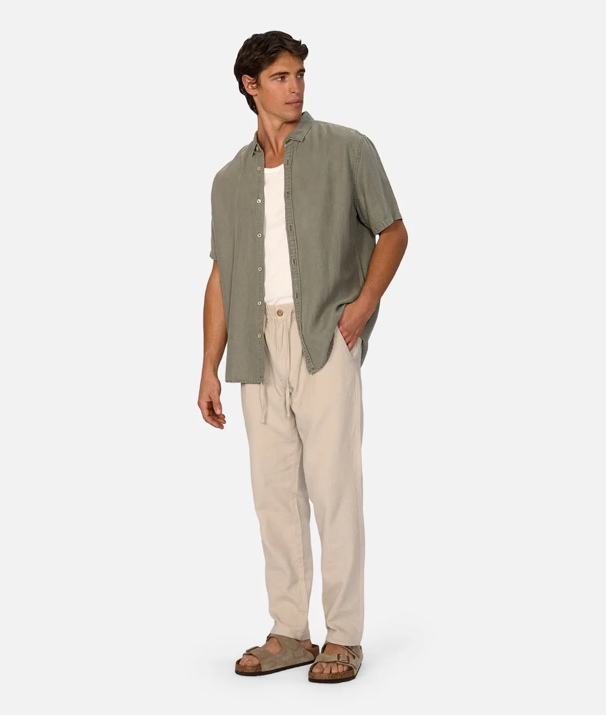 The Trinidad Linen Blend S/s Shirt - OD Olive