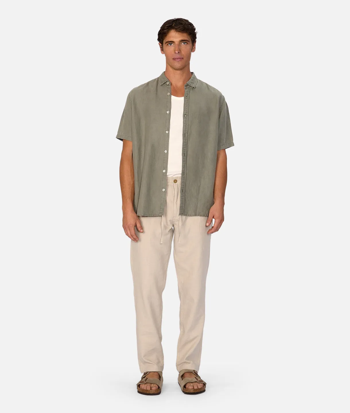 The Trinidad Linen Blend S/s Shirt - OD Olive