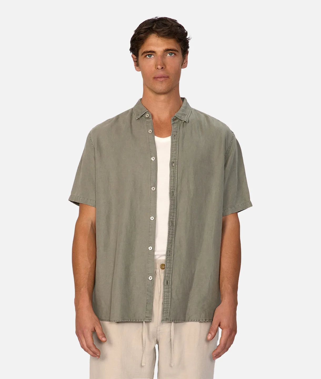 The Trinidad Linen Blend S/s Shirt - OD Olive