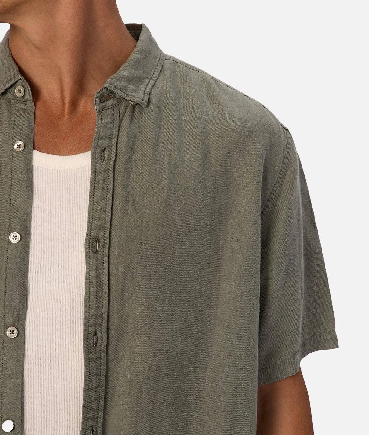 The Trinidad Linen Blend S/s Shirt - OD Olive
