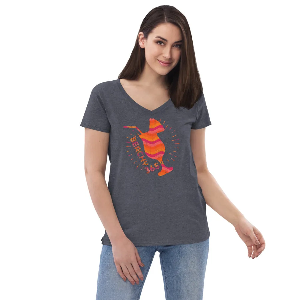 Tropical Sunset Tilted Drink Vintage Eco-Friendly Women's V-Neck Tee