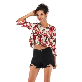 Trumpet Sleeve Crop Top
