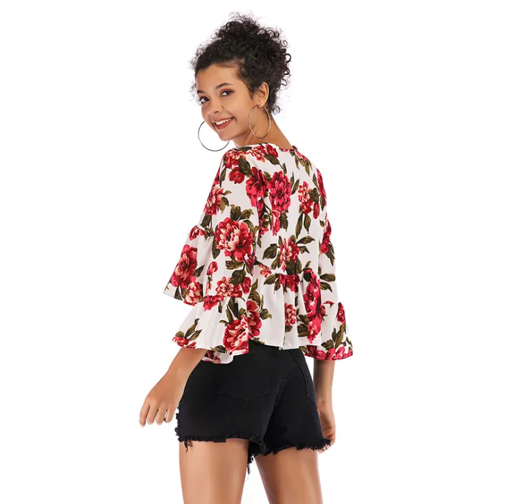 Trumpet Sleeve Crop Top