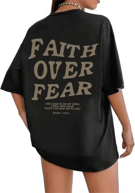 UOUA Women Oversized Graphic T-Shirt Casual Cotton Tees Printed Summer Tops
