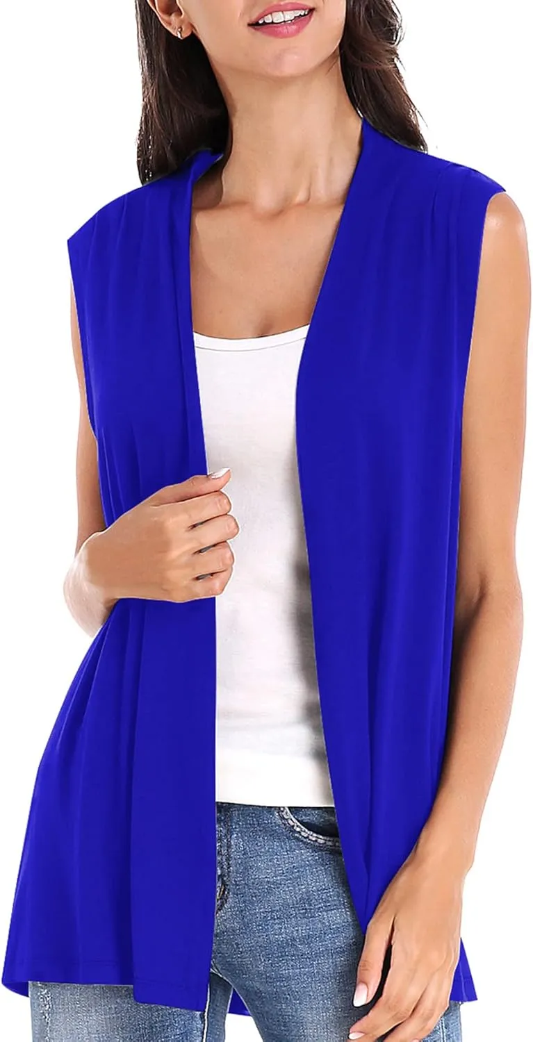 Urban CoCo Women's Sleeveless Cardigan Open Front Vest Lightweight Cool Coat