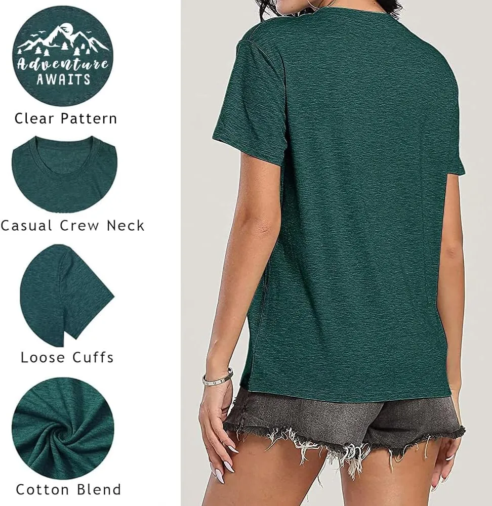 Women Mountain Shirts and So The Adventure Begins Tshirt Sunshine Moon Nature Pine Graphic Tees Heart Let's Go Find It Top