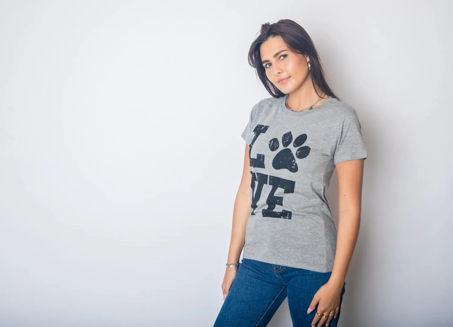 Womens Love Paw T Shirt for Dog Mom Pet Lover Cool Funny Graphic Tee
