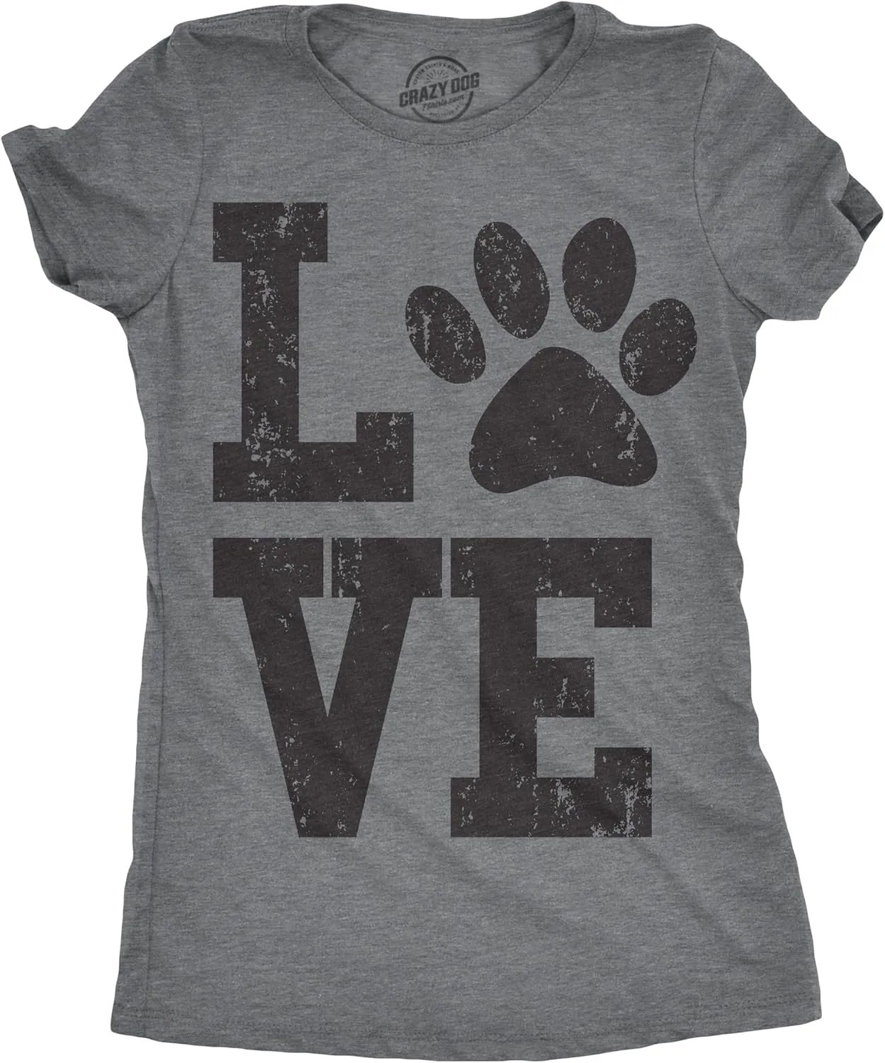 Womens Love Paw T Shirt for Dog Mom Pet Lover Cool Funny Graphic Tee