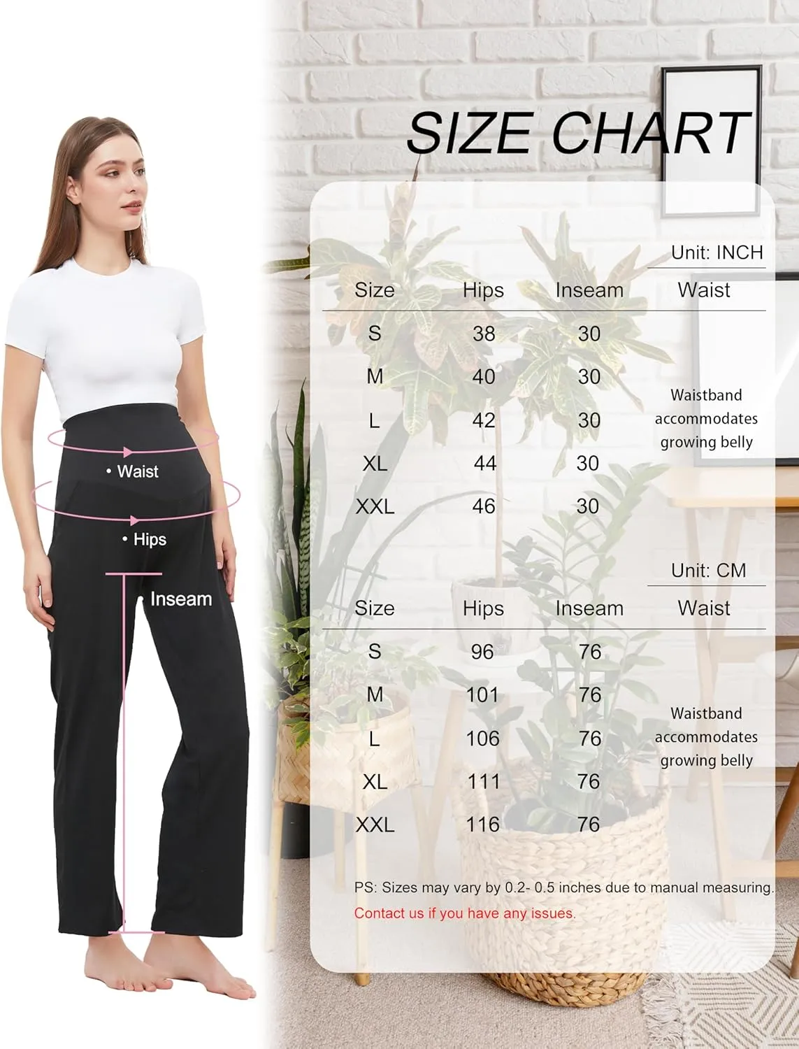Women's Maternity Pants Casual Loose Wide/Straight Leg Comfy Palazzo Lounge Pant Pregnancy Versatile Trousers