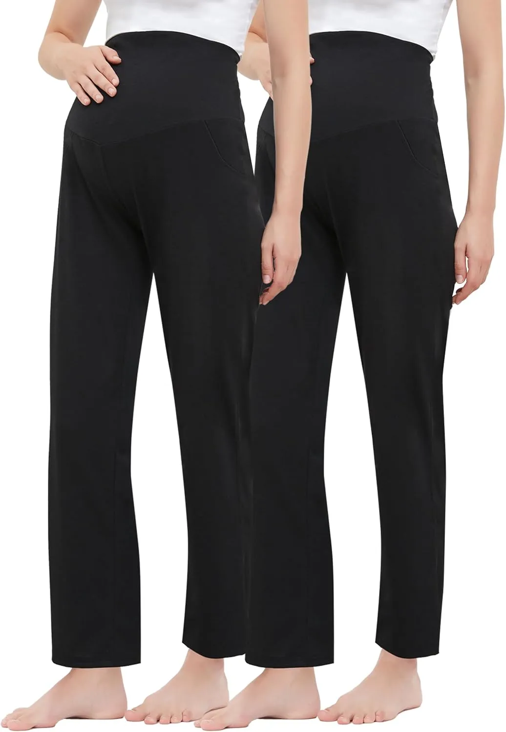 Women's Maternity Pants Casual Loose Wide/Straight Leg Comfy Palazzo Lounge Pant Pregnancy Versatile Trousers