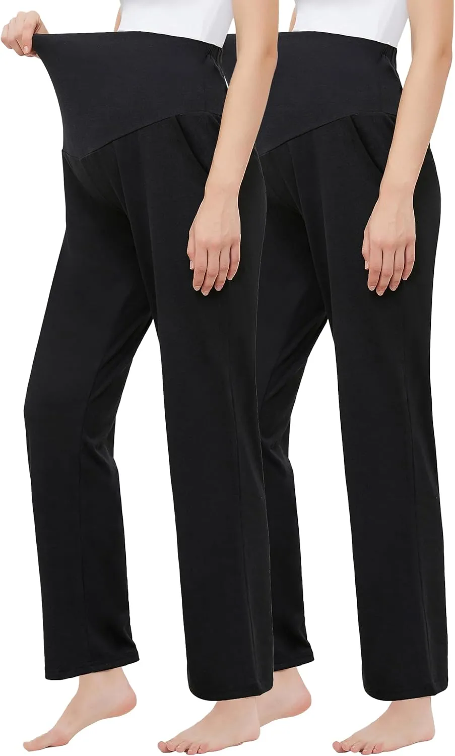 Women's Maternity Pants Casual Loose Wide/Straight Leg Comfy Palazzo Lounge Pant Pregnancy Versatile Trousers