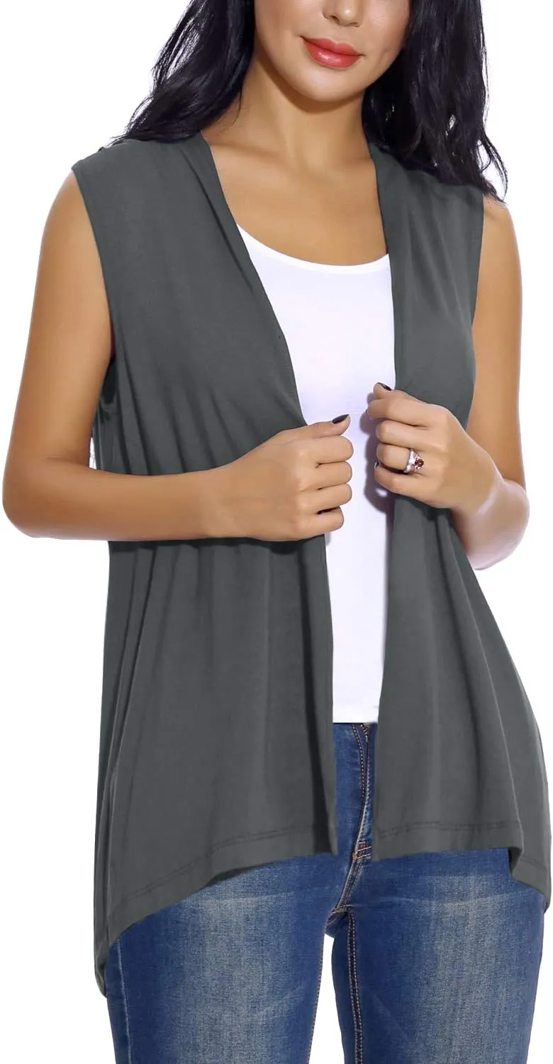 Women's Sleeveless Open Front Cardigan Vest Lightweight Cool Coat