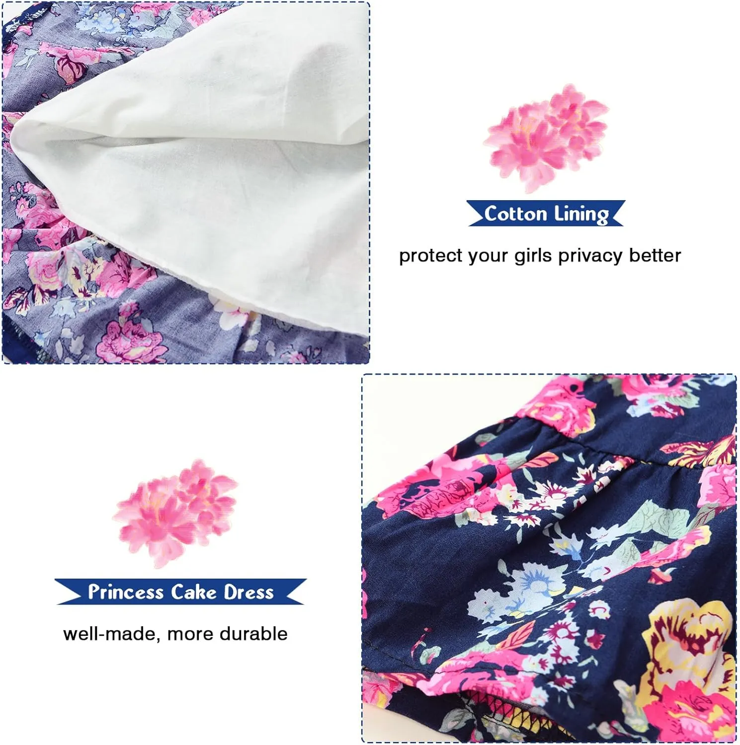 YJ.GWL Western Dress Girls, Denim Tops Flower Girl Dress, Princess Dresses for Girls, Party Dresses for Girls 3-14 Years