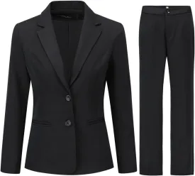 YYNUDA Women's Business Suit Set Lady 2 Piece Blazer and Jacket Two Button Solid Slim Fit for Office Work Pantsuit