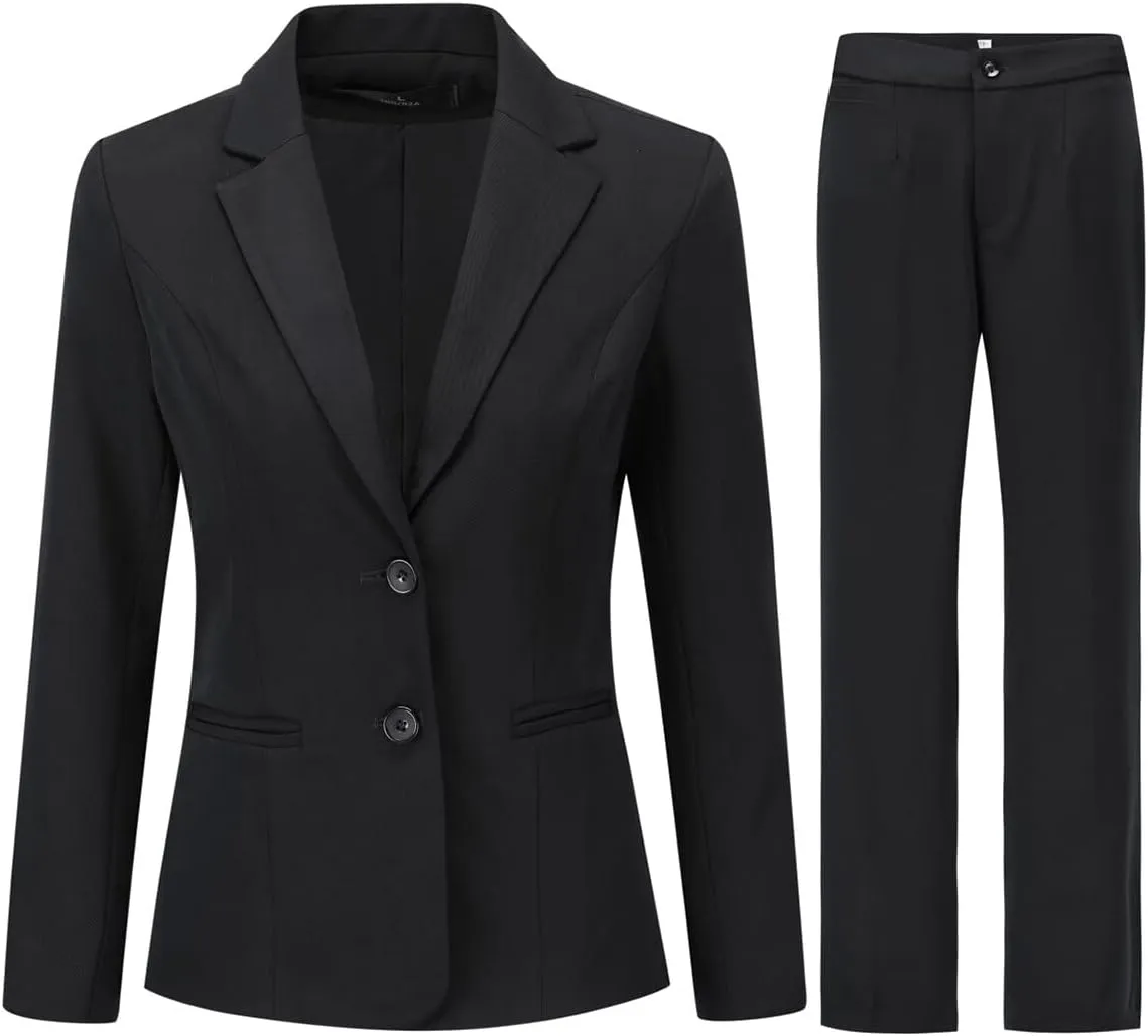 YYNUDA Women's Business Suit Set Lady 2 Piece Blazer and Jacket Two Button Solid Slim Fit for Office Work Pantsuit